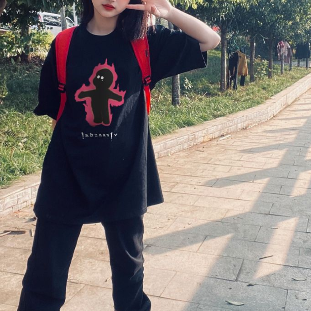 City Flame Cartoon Graphic T-Shirt