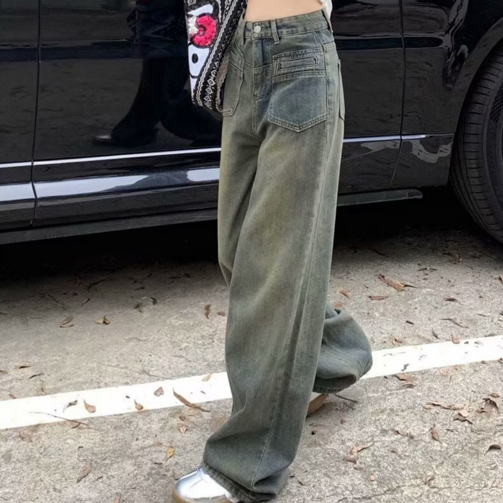 Women's Multi-Pocket Washed Jeans