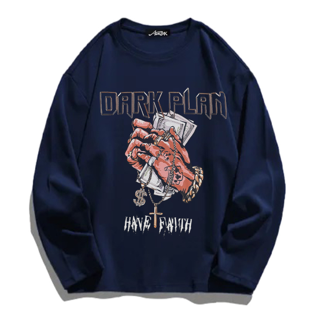Holding Dollar Print Long Sleeve Shirt