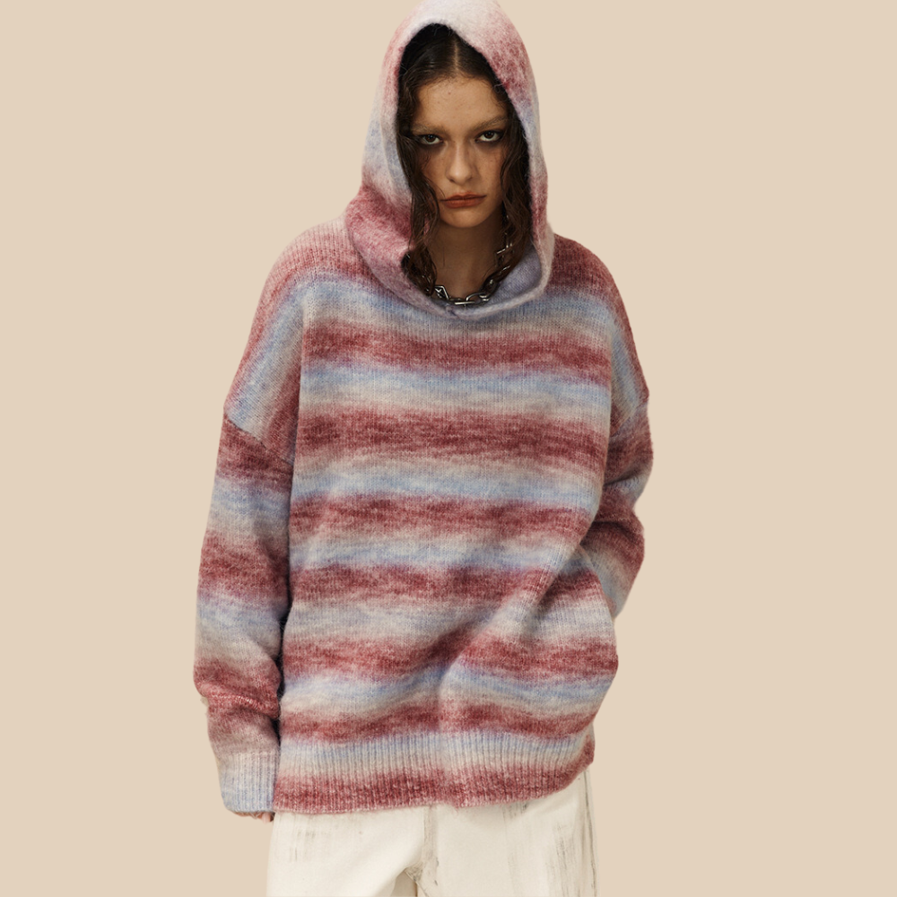 Dopamine Striped Hooded Sweater