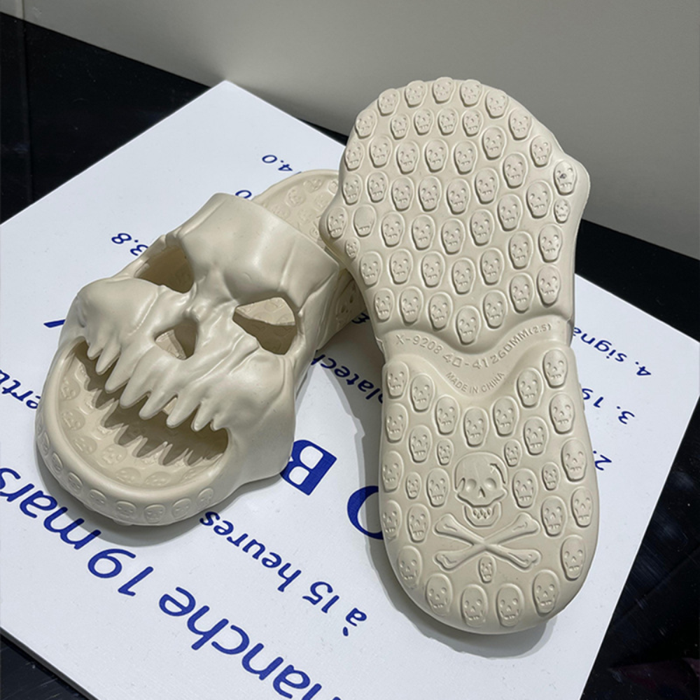 Modern Dark Solid Skull Slippers