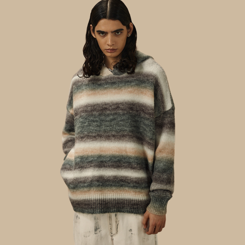 Dopamine Striped Hooded Sweater