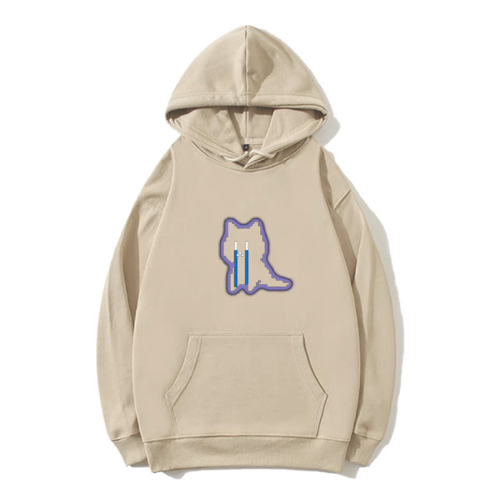 Japanese Sad Cat Print Hoodie