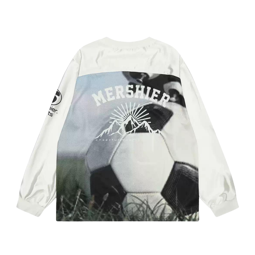 Sporty Satin V-Neck Jersey Sweatshirt