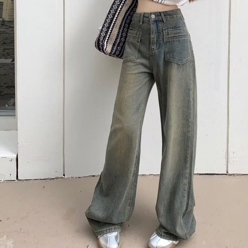 Women's Multi-Pocket Washed Jeans