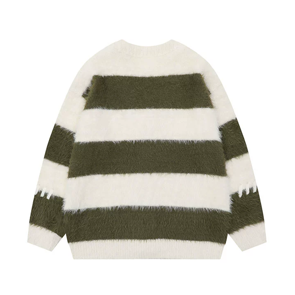 College Style Stripes With Contrasting Colors Cardigan Sweater