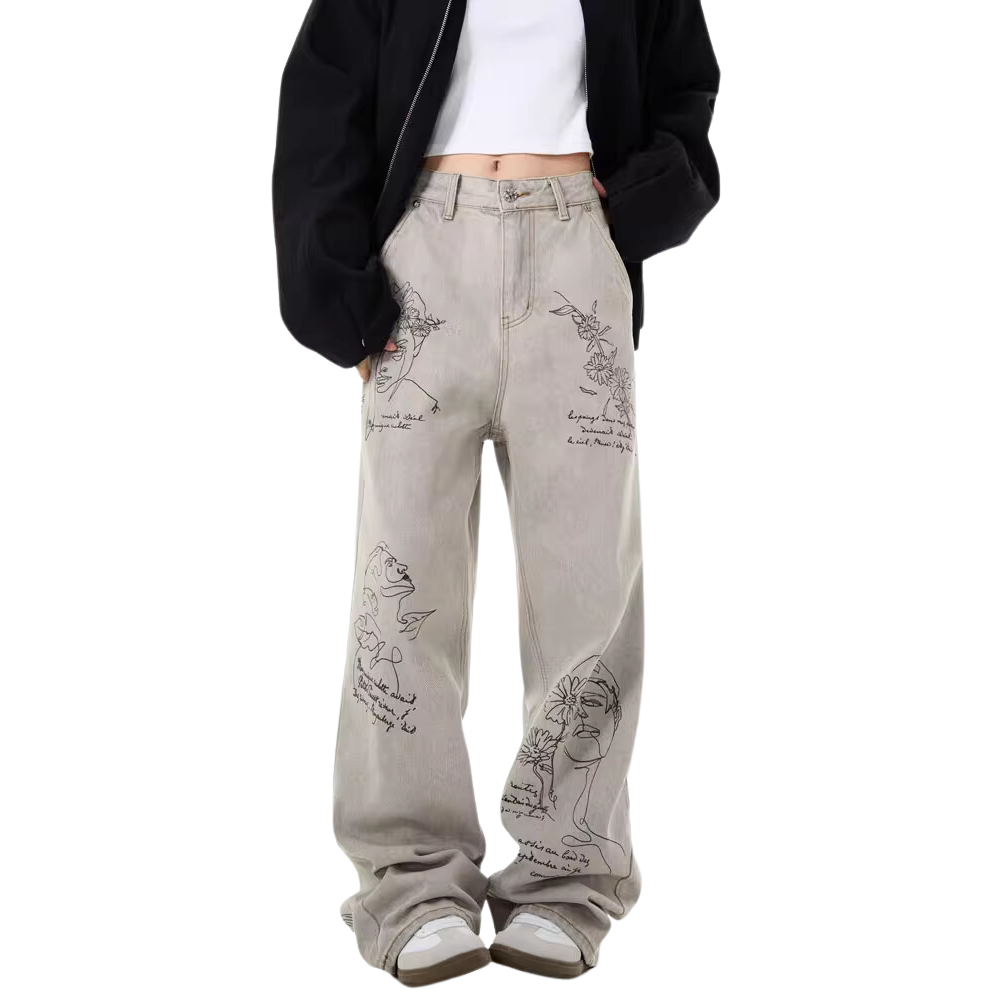 Women's Hand Painted Graffiti Jeans