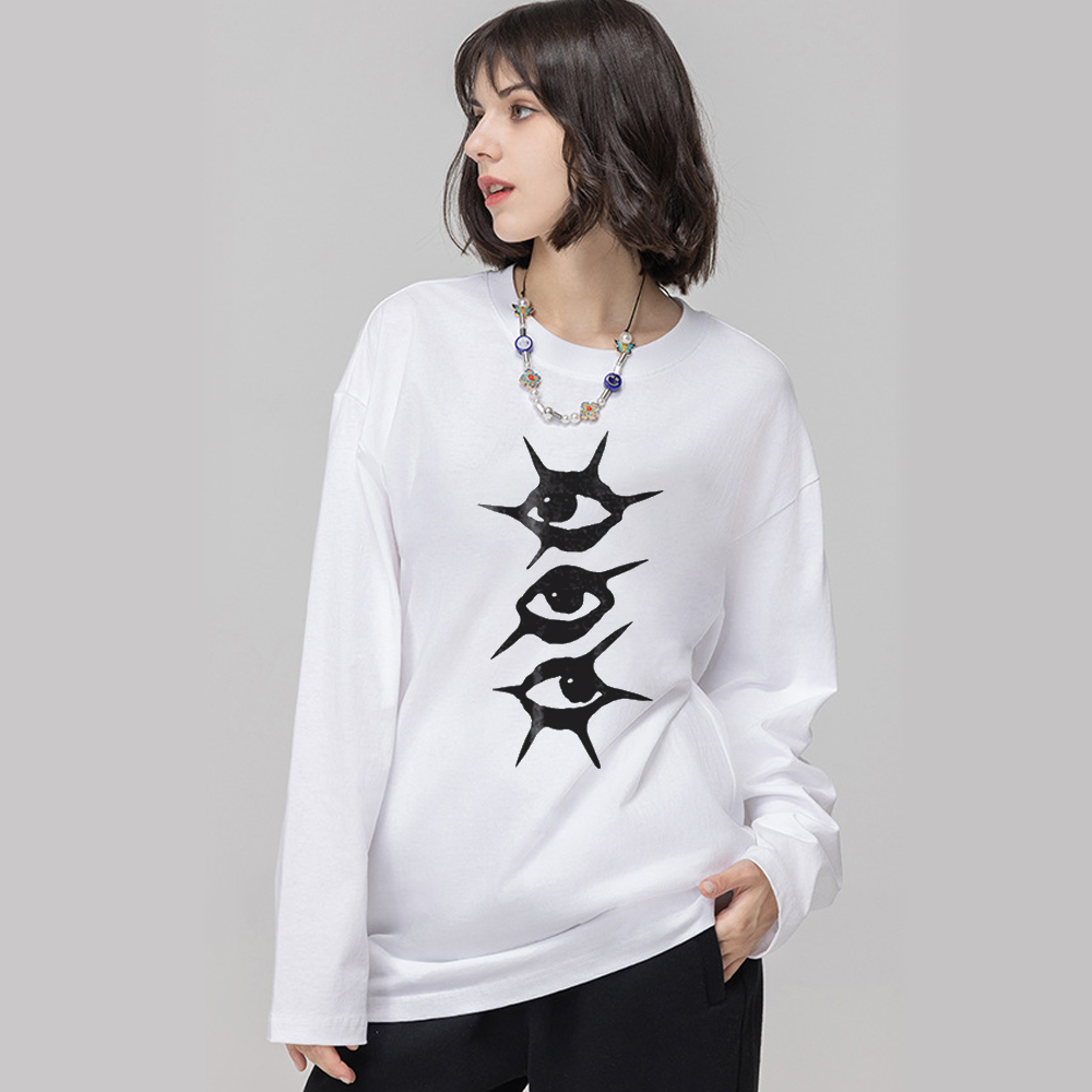Simple Eyes Print Long Sleeve Shirt