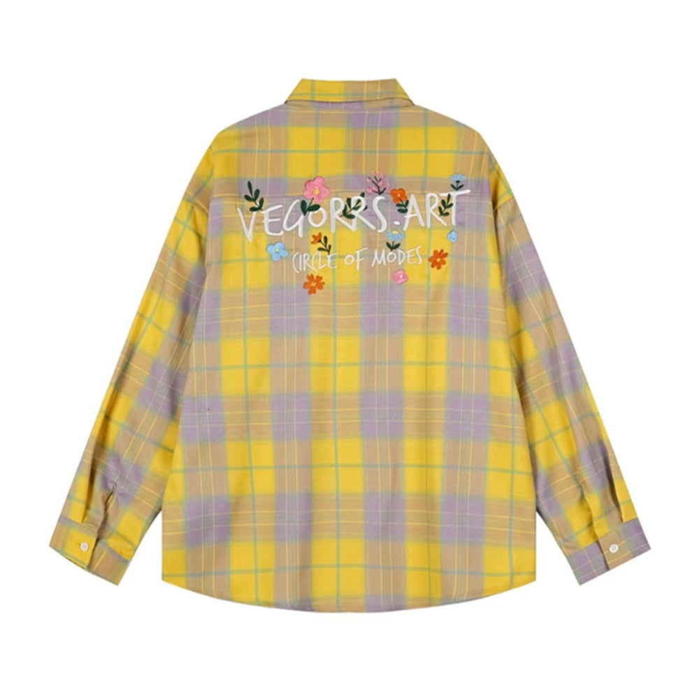 Colored Floral Embroidered Longsleeve Shirt
