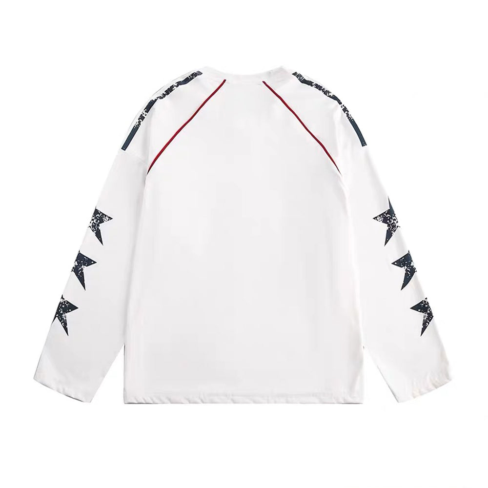 Retro Star Stitching Long Sleeves Sweatshirt