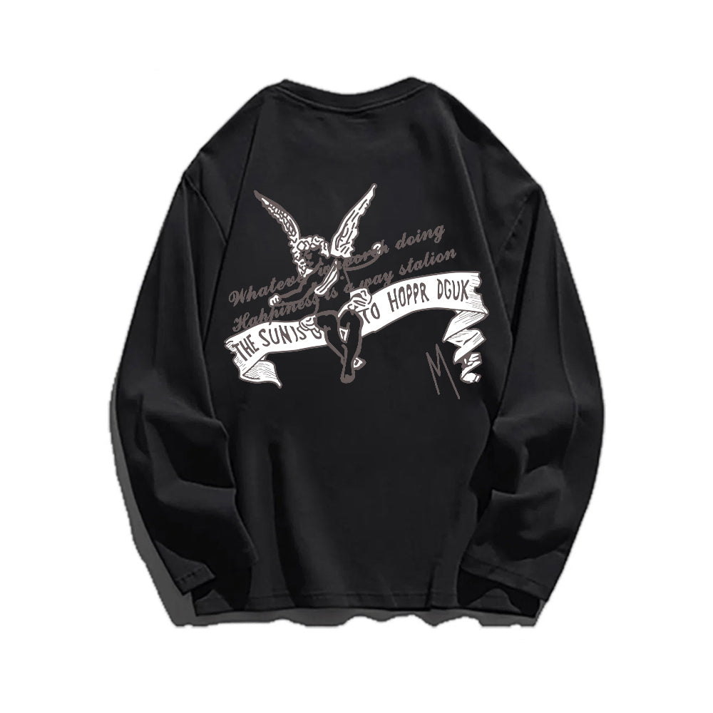 Cute Guardian Angel Print Sweatshirt