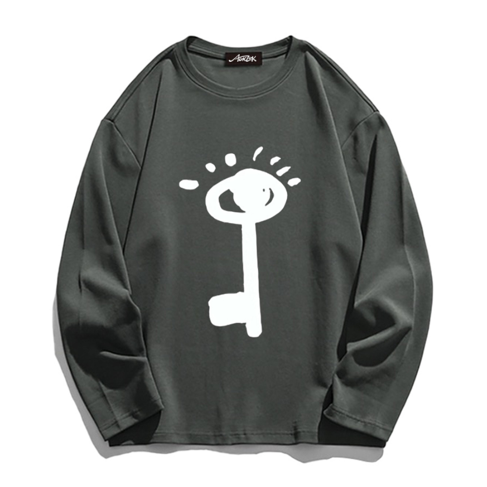 Summer Loose Key Print Long Sleeve Shirt