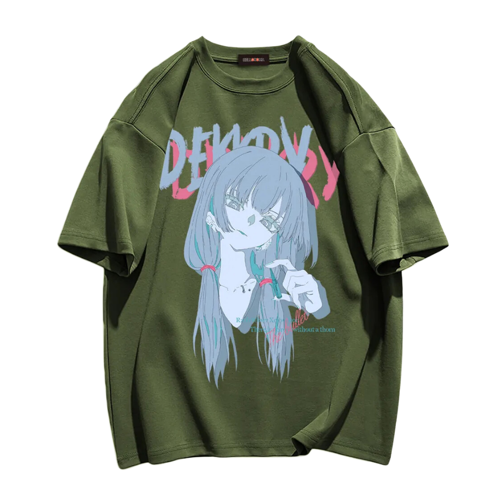 Urban Japanese Cartoon Girl Print T-shirt