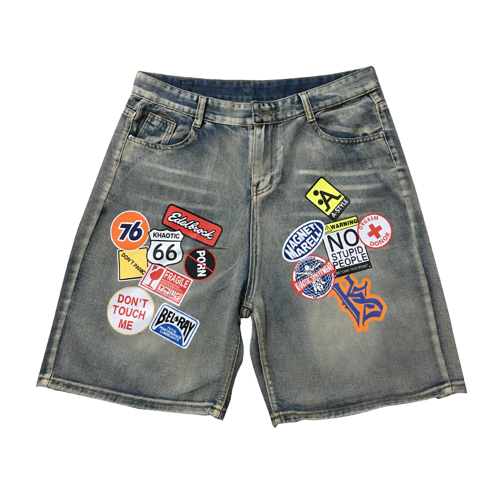 Hip Hop Street Retro Embroidery Patch Shorts
