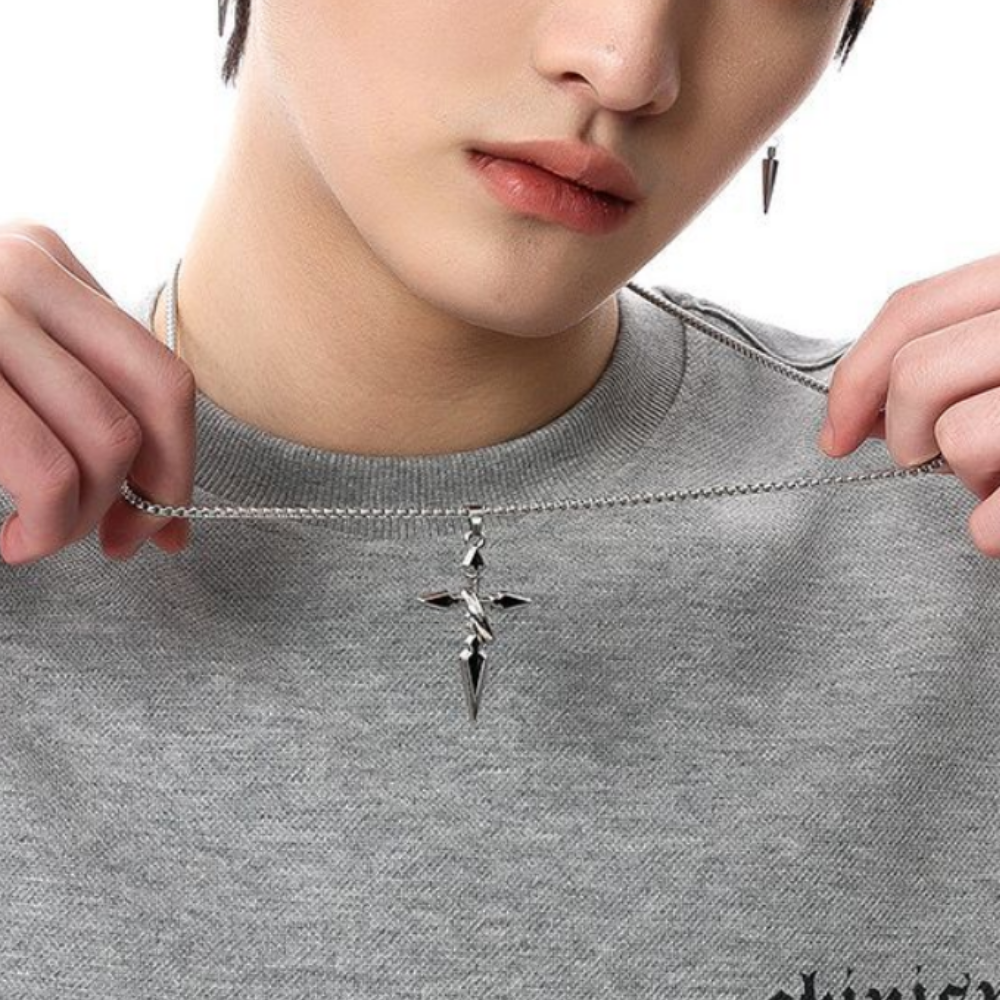 Retro Cross Ring Necklace