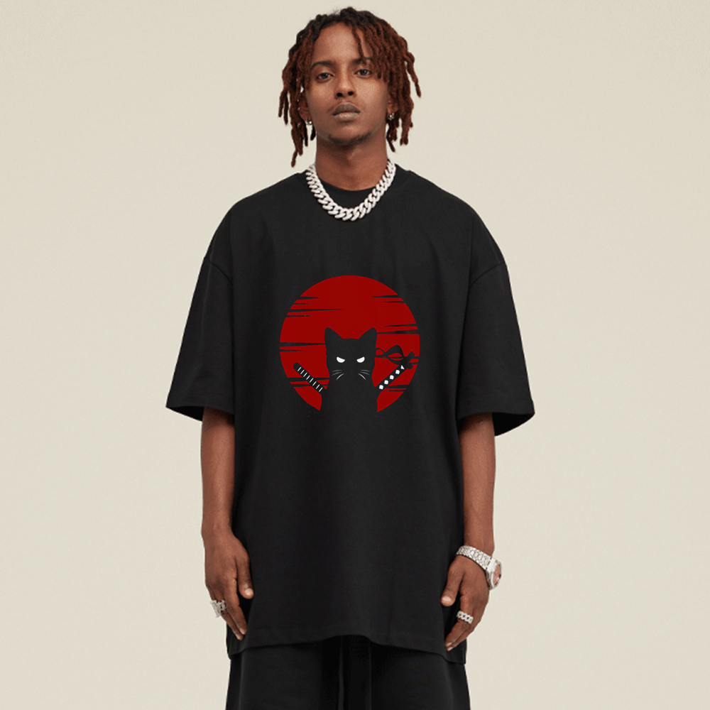 Red Sun Black Cat T-shirt