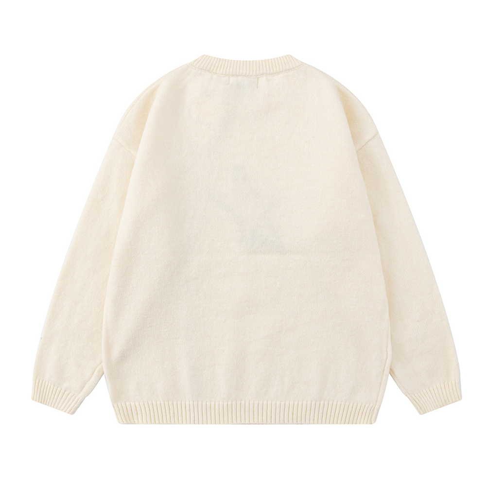 Solid Color Star Zipper Pullover Sweater