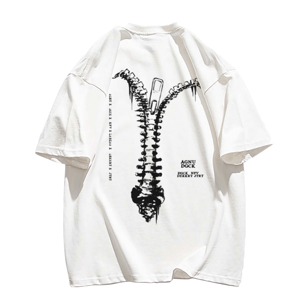 Skeleton Zipper Graphic T-Shirt