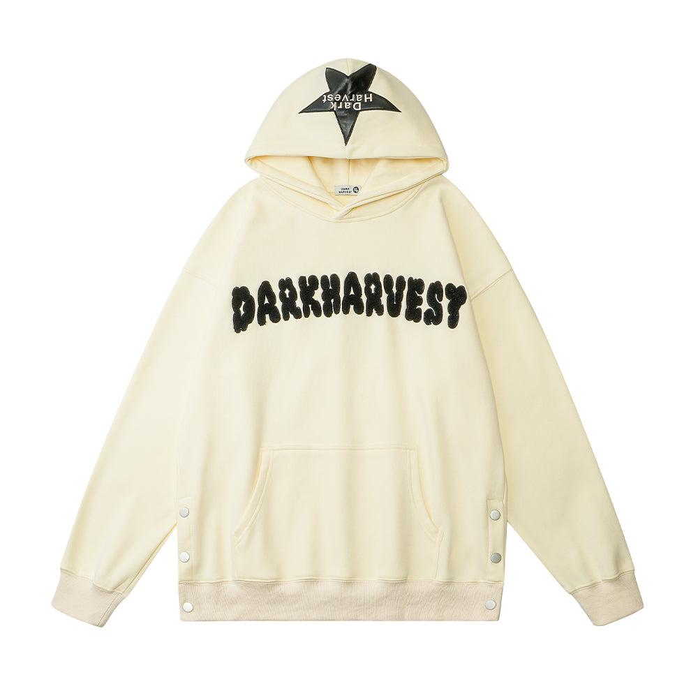 Letter Button Design Loose star Hoodie