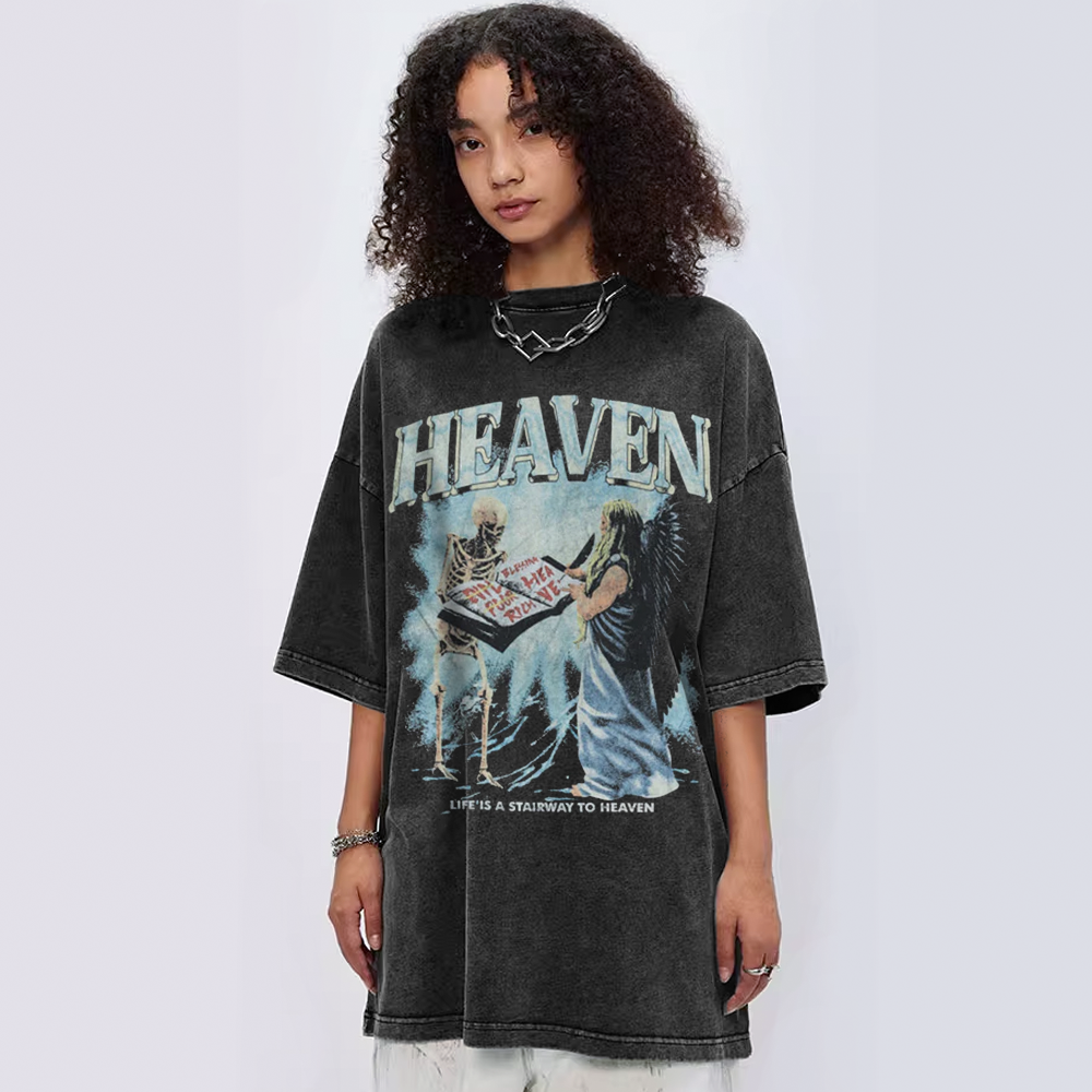 Skull To Heaven Print T-shirt