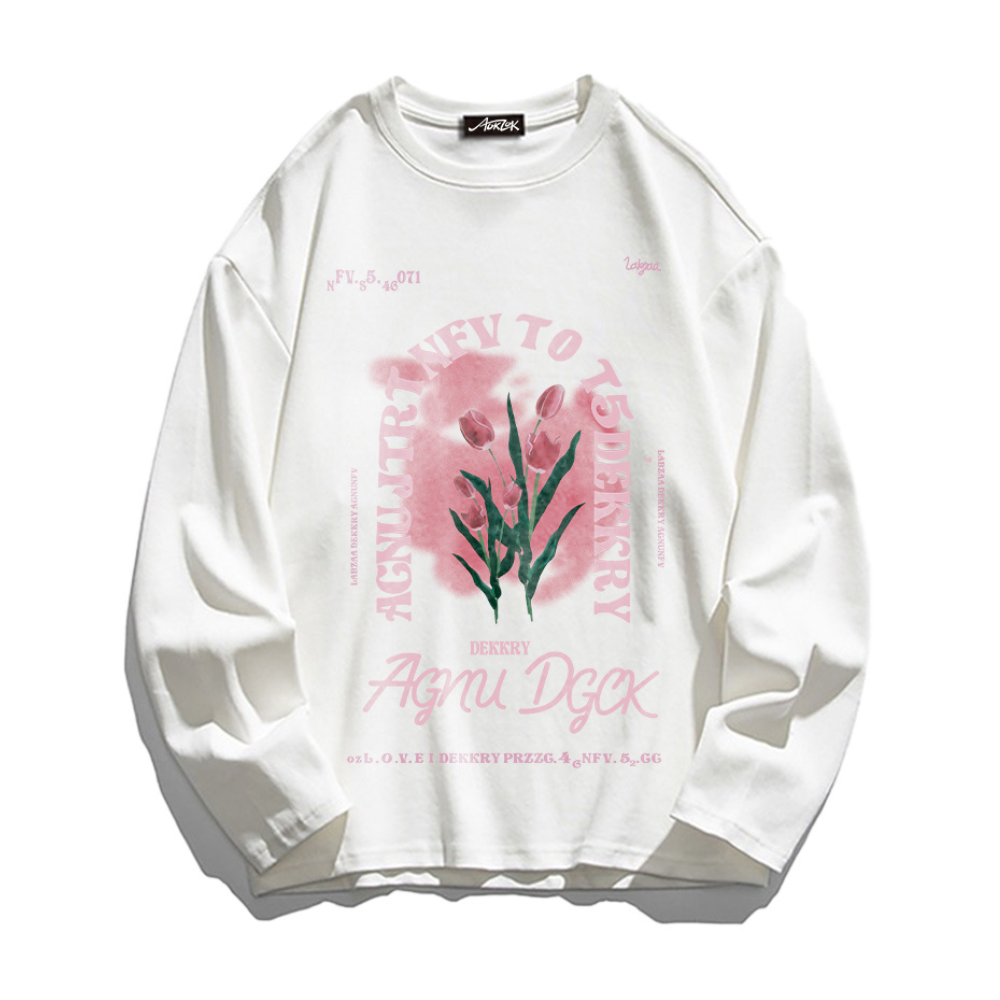 Romantic Tulip Print Long Sleeve Shirt