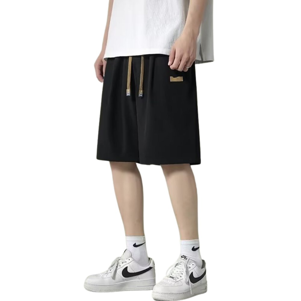 Relaxed Solid Drawstring Shorts