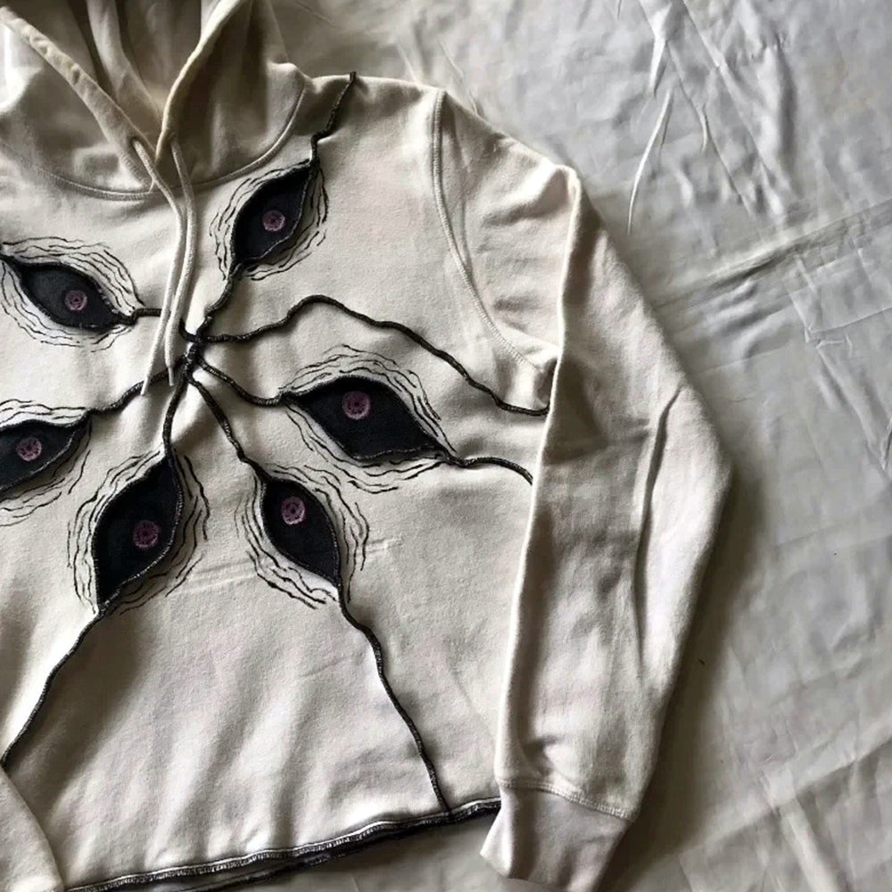 AokLok Harajuku Eyes Embroidery Hoodie