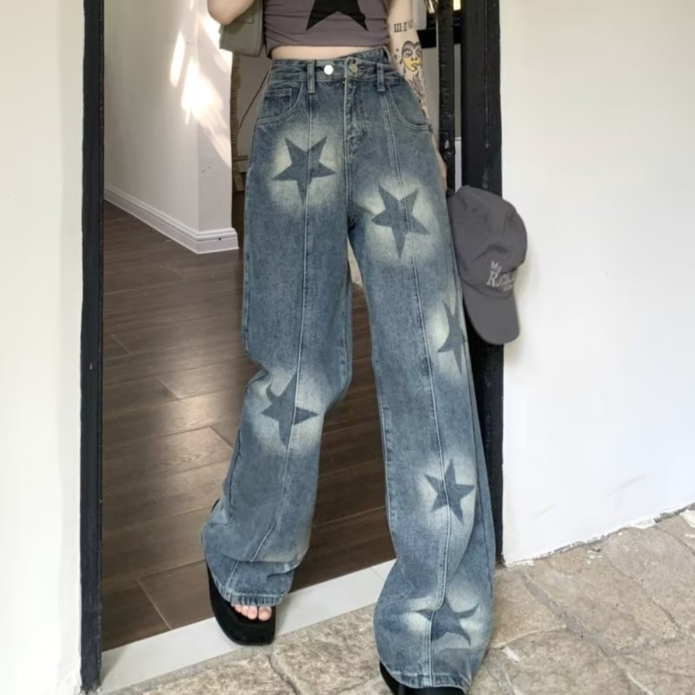 Women's Urban Star Design Washed Jeans