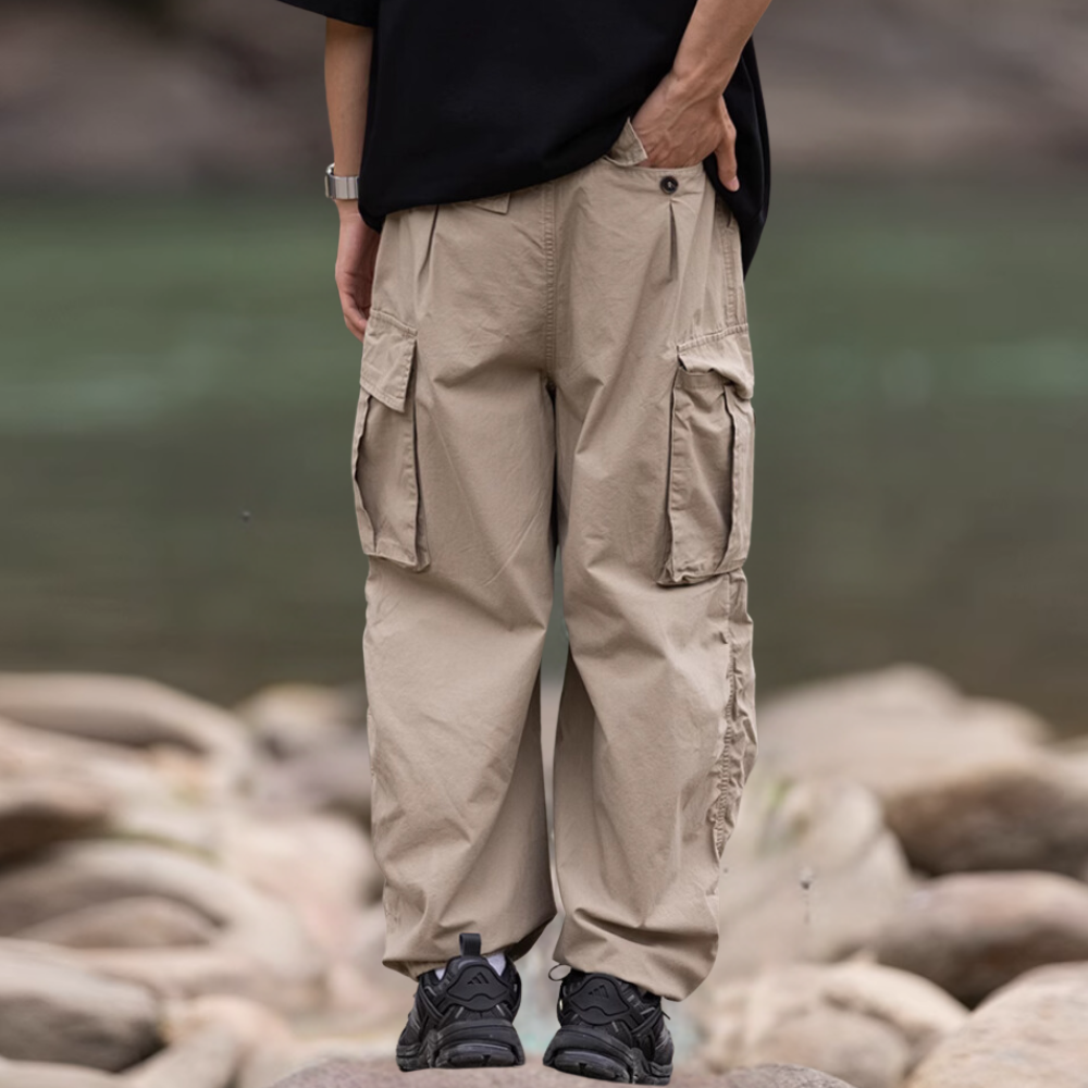 Japanese Solid Color Folded Cargo Pants