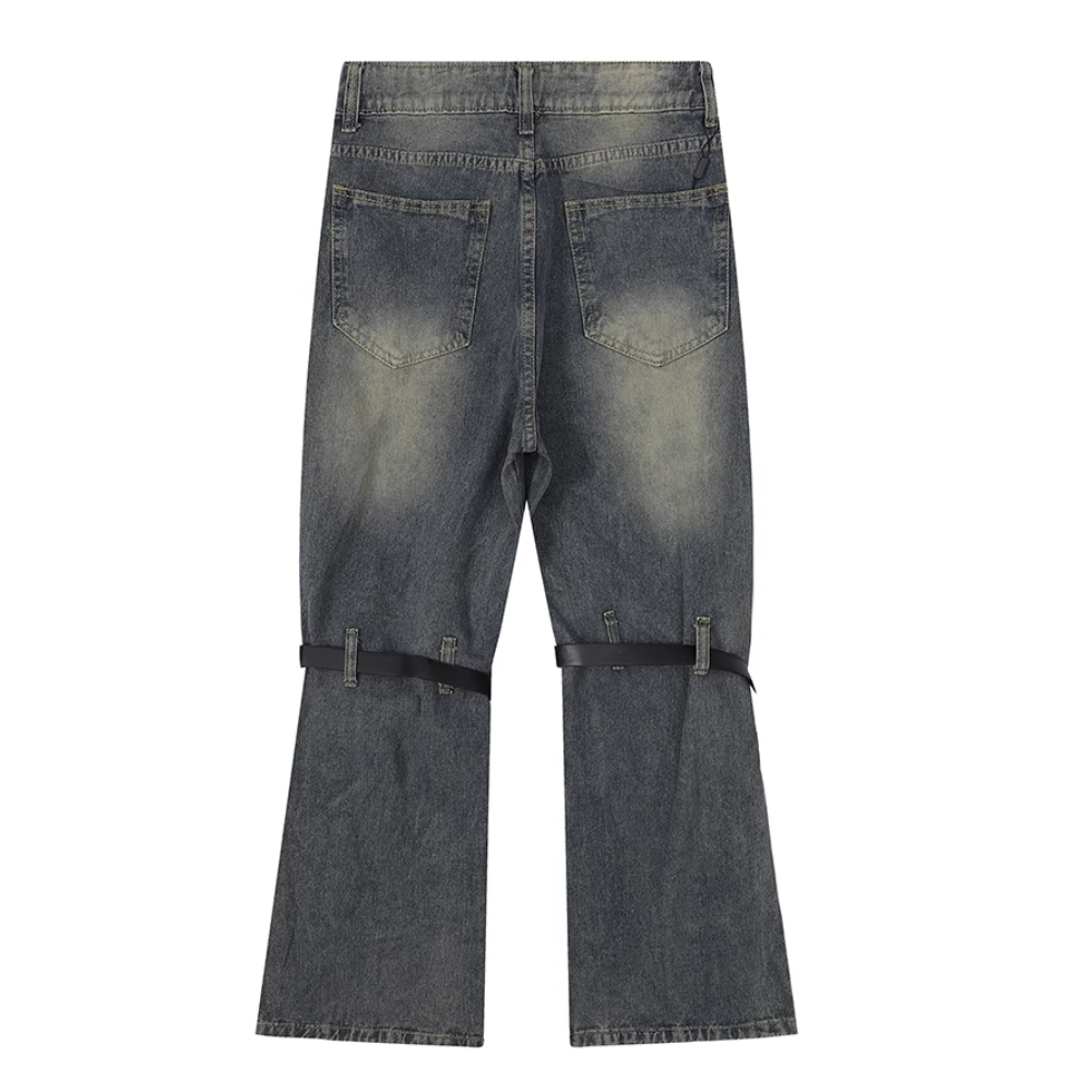 Urban Lace-Up Panel Baggy Jeans