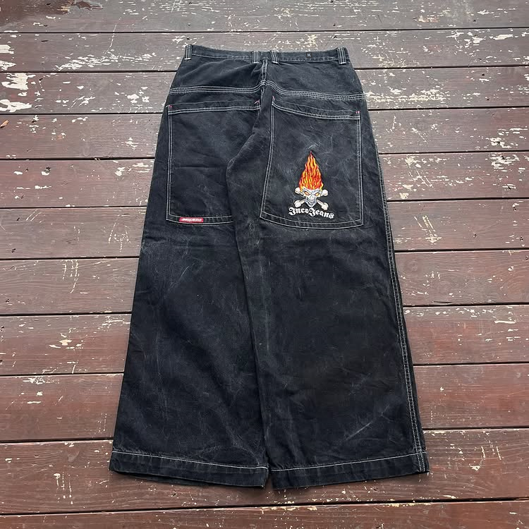BAGGOUT Trendy street style crossbones print denim