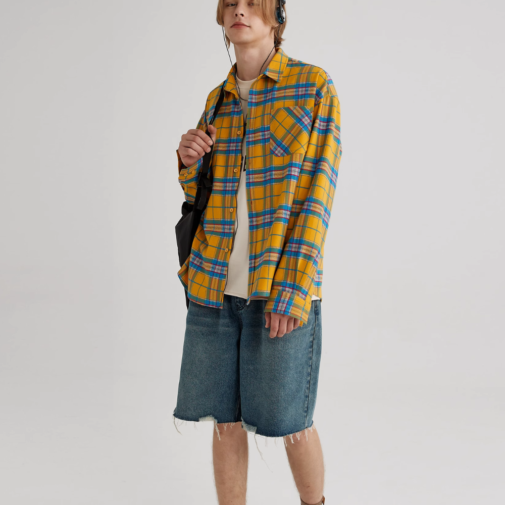 Urban Plaid Colorblock Shirt