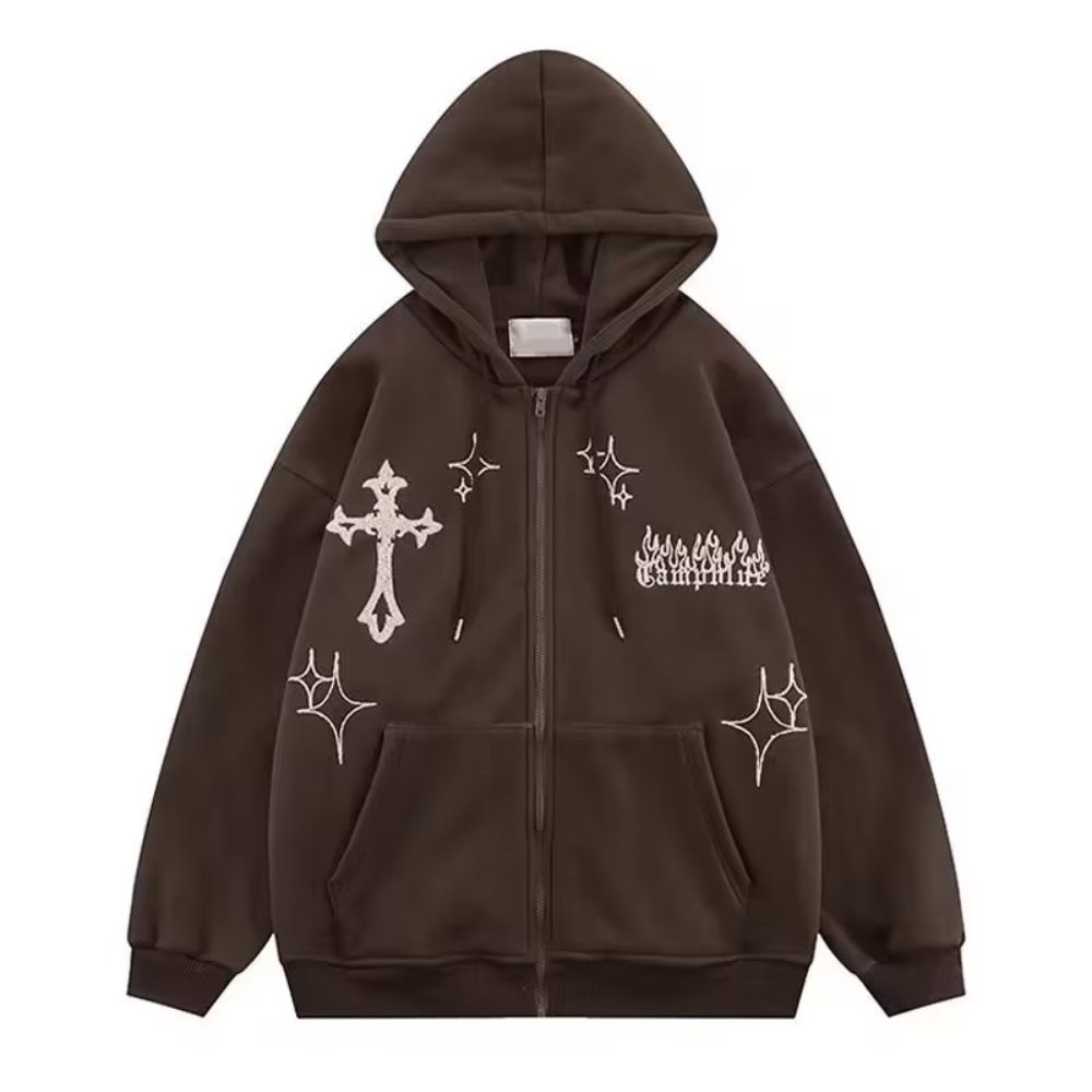 High Street Cross Embroidered Hoodie