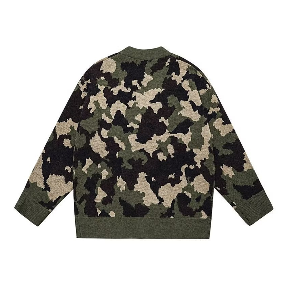 Camouflage Knit Cardigan Sweater