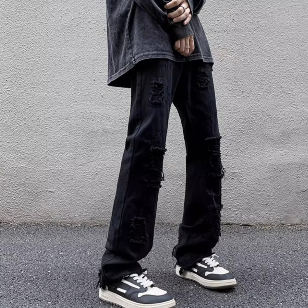 American High Street Hole Slim Straight Jeans