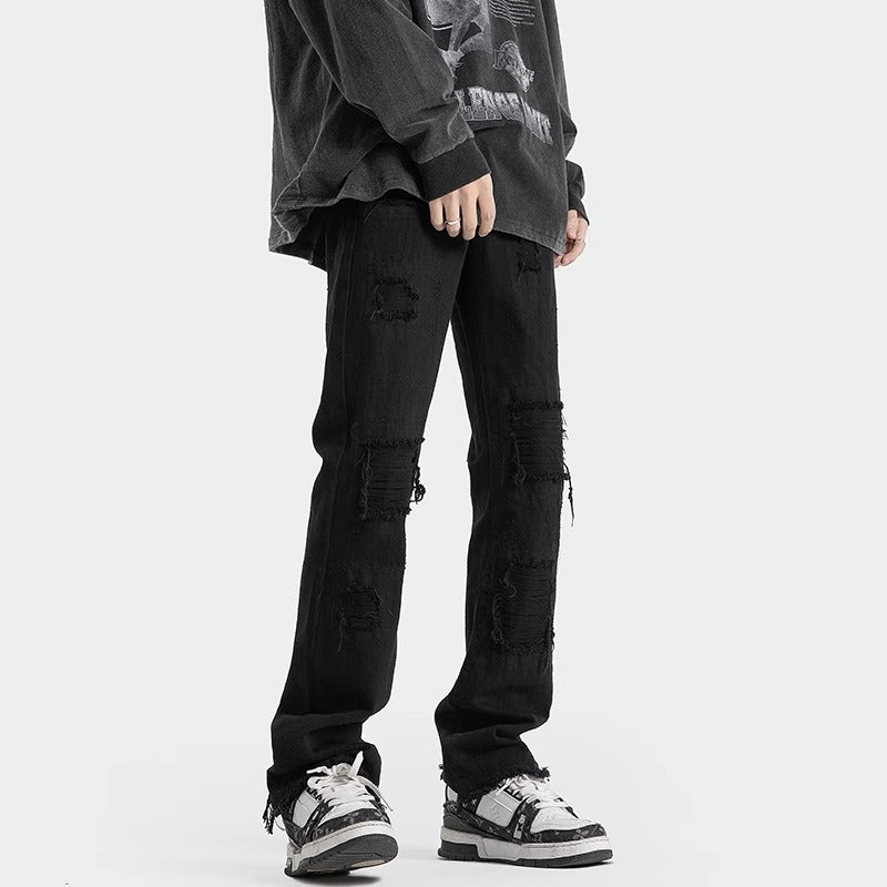 American High Street Hole Slim Straight Jeans