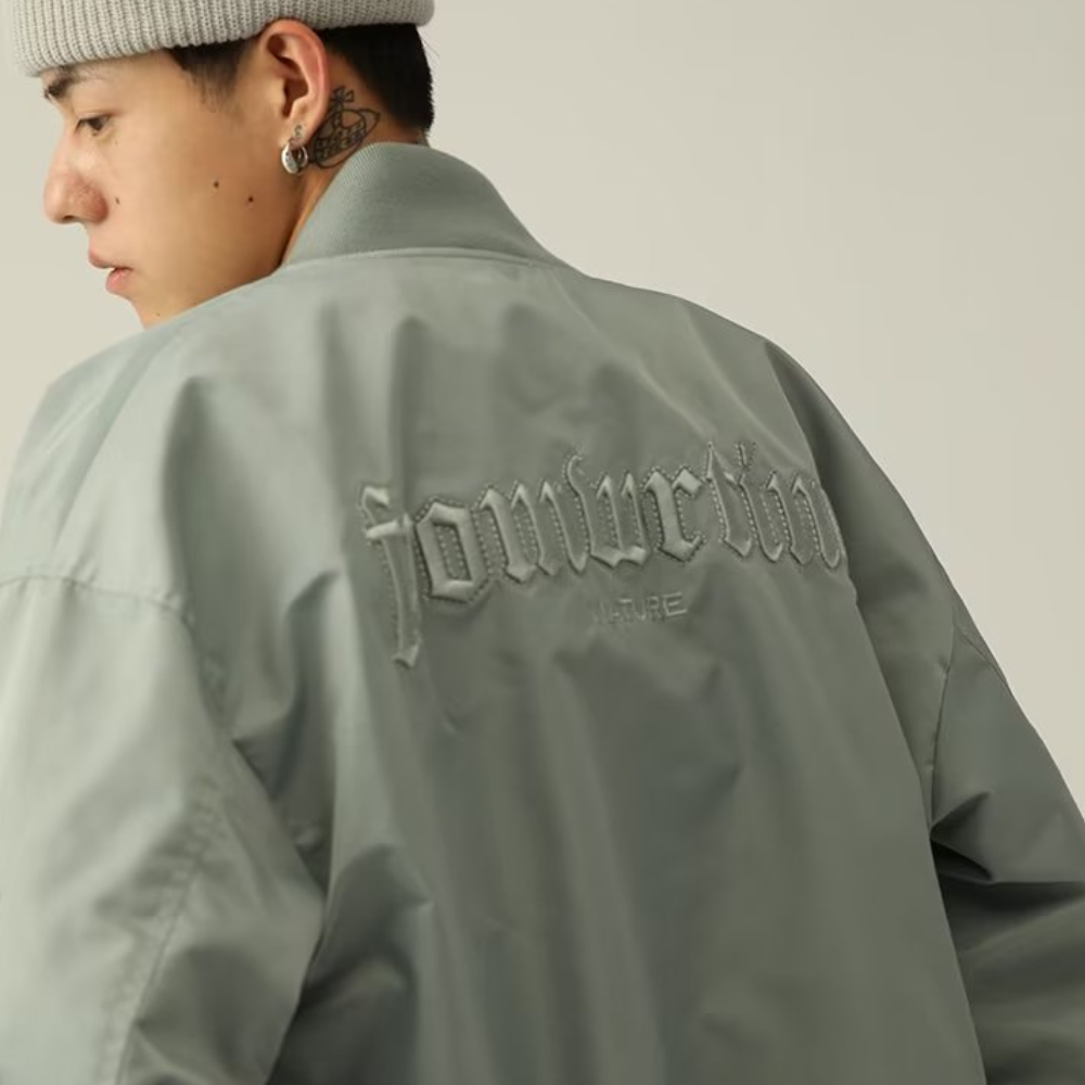 Japanese Plain Letter Embroidered Jacket