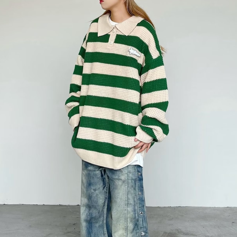 American Striped Polo Sweater