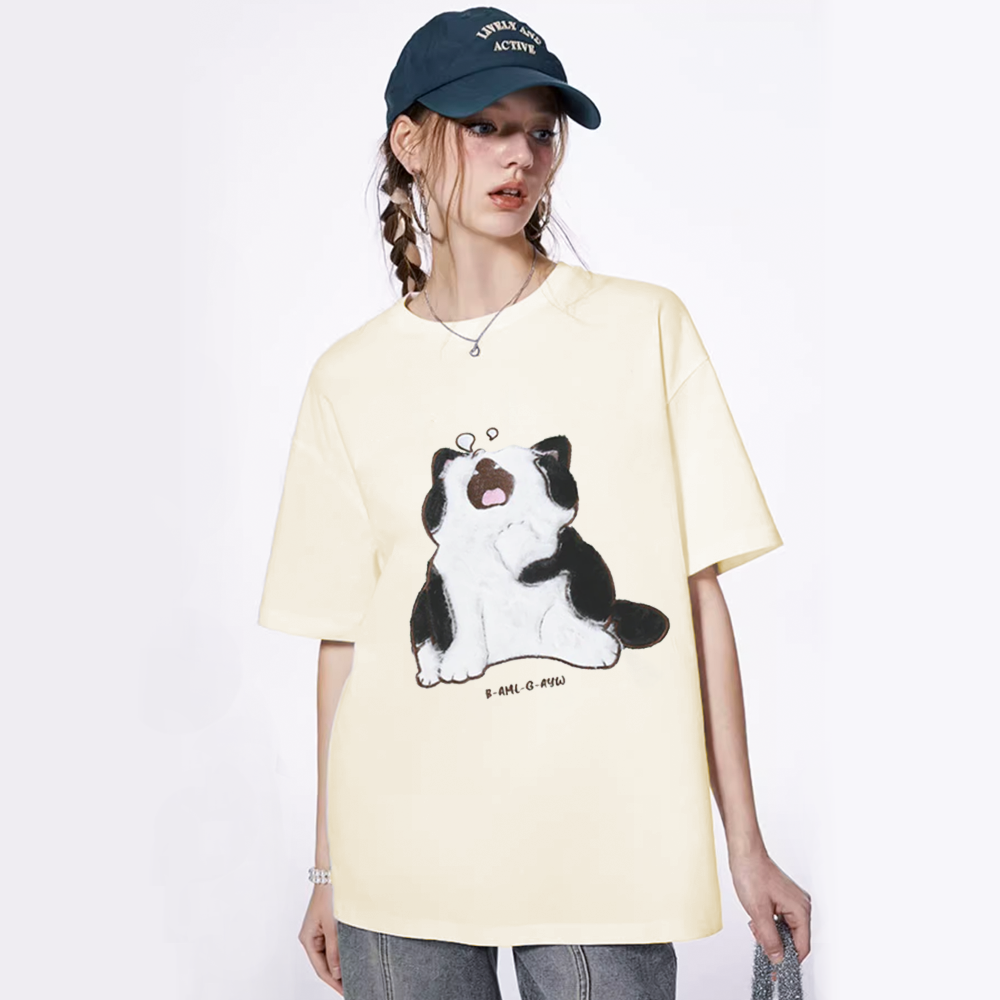 Japanese Cartoon Cat Print T-shirt
