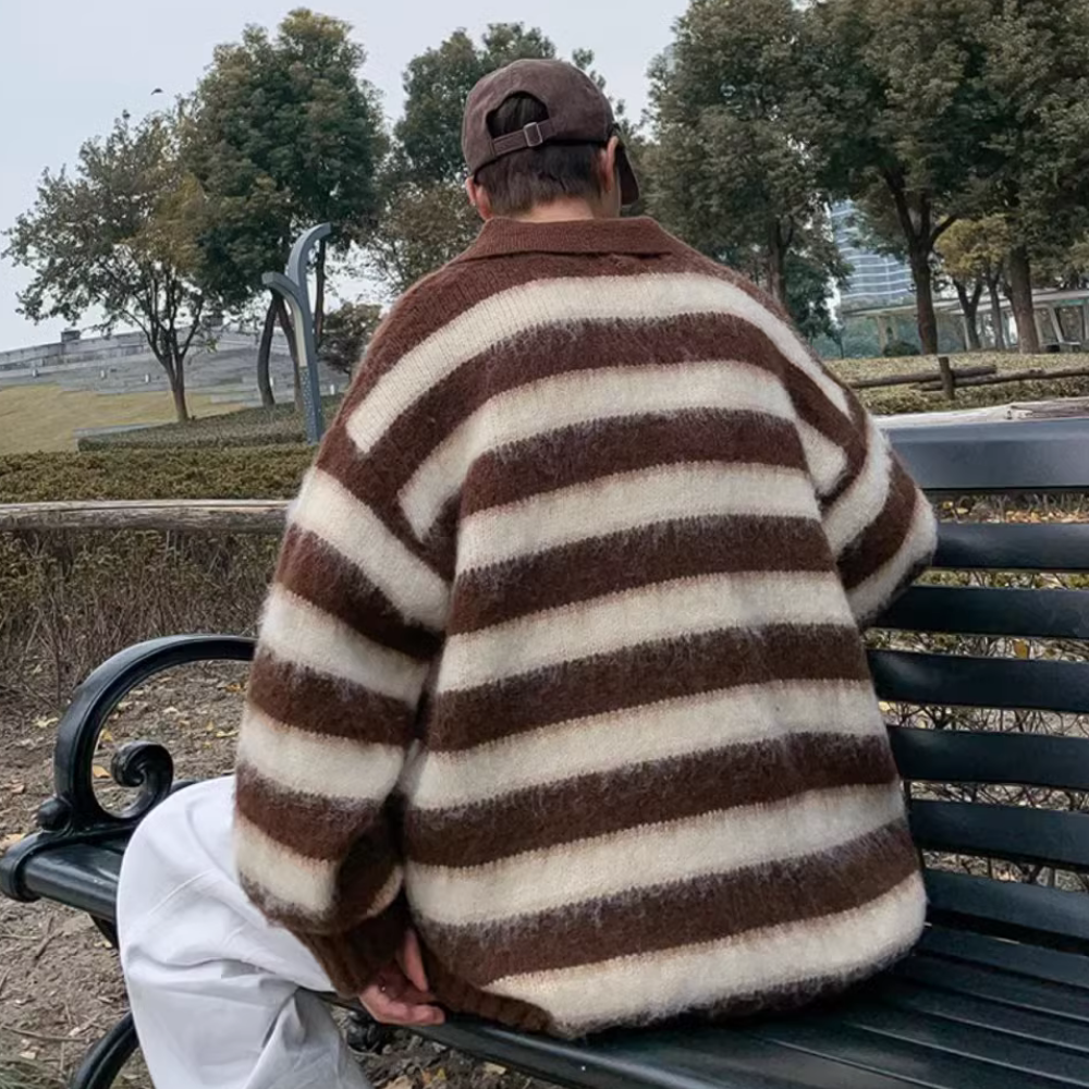 American Striped Brown Polo Sweater