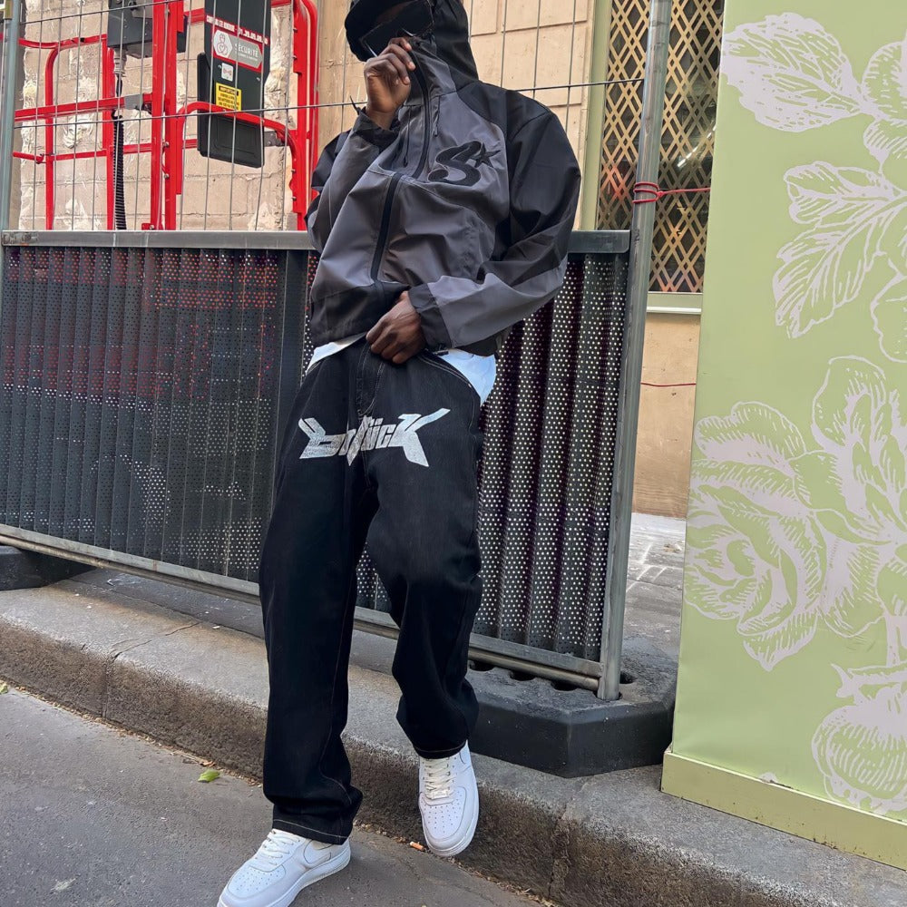 Dollar Embroidery Straight Leg Jeans