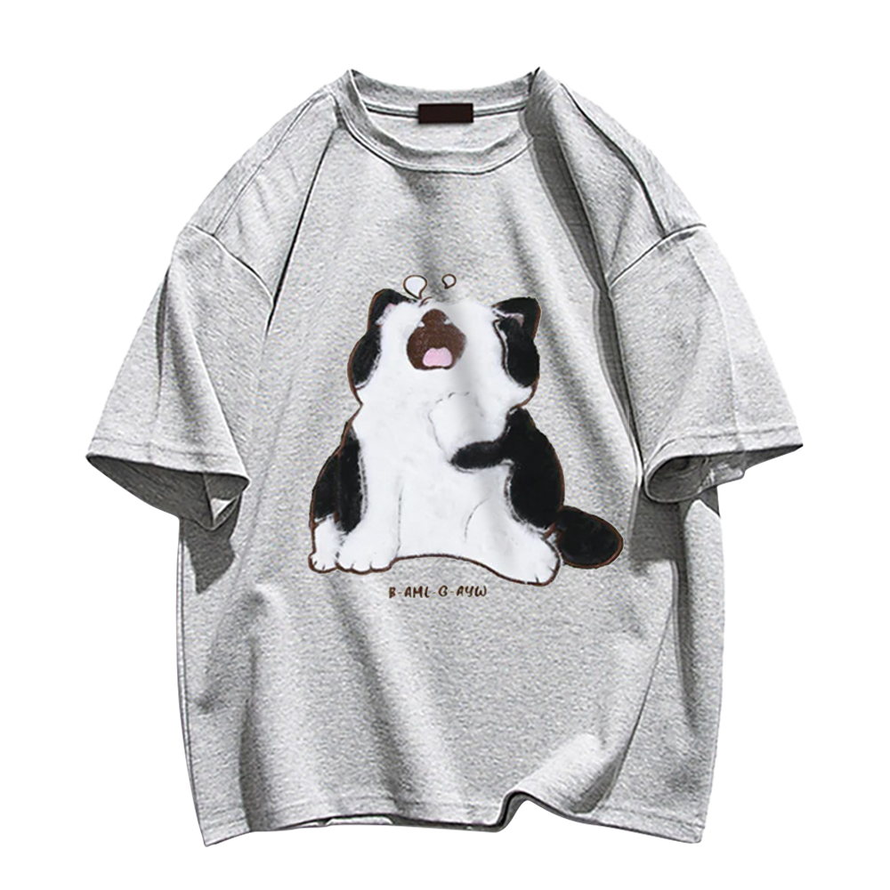 Japanese Cartoon Cat Print T-shirt