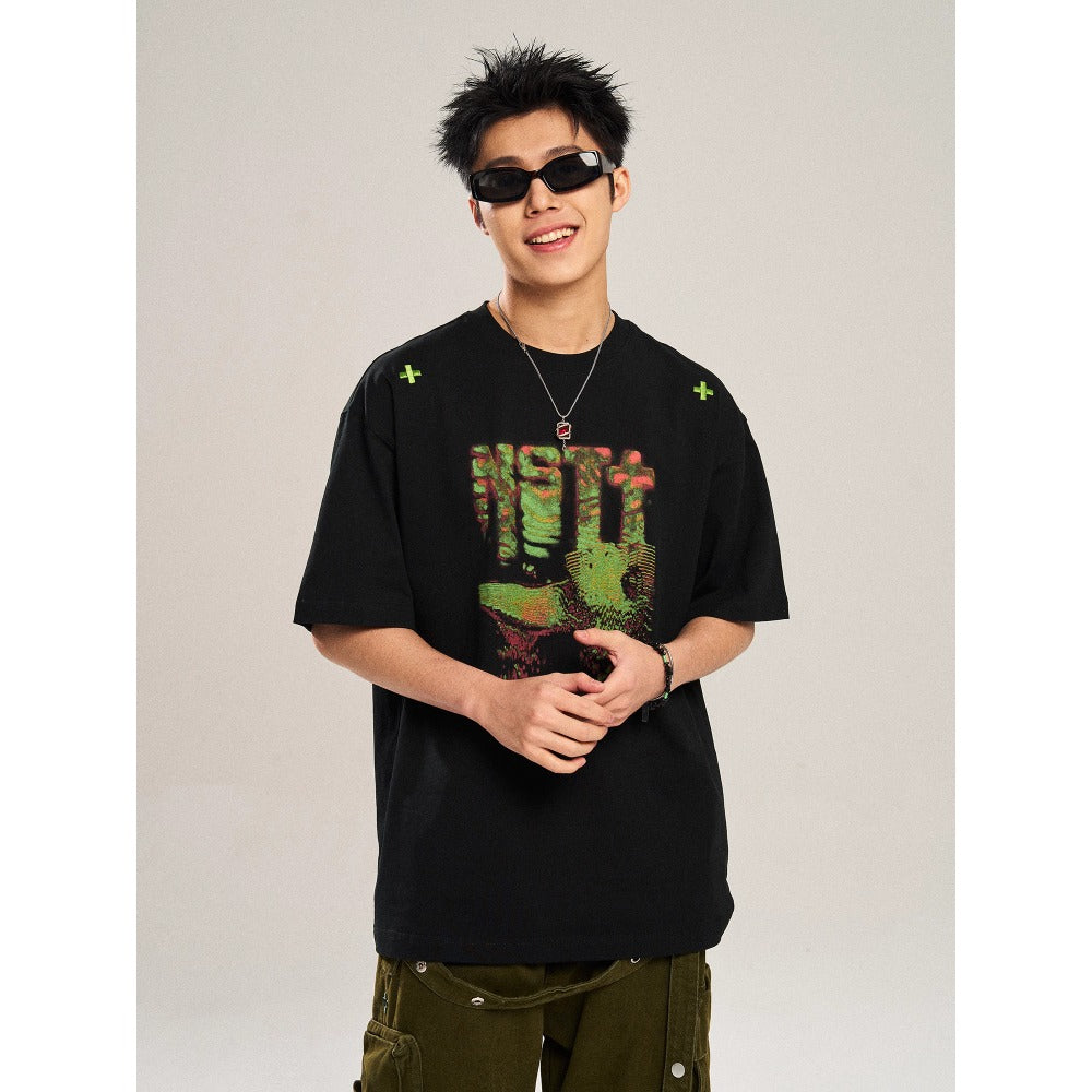 Street Philanthropist Retro Design Sense Loose Casual Versatile Short Sleeve T-Shirt Men