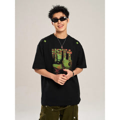 Street Philanthropist Retro Design Sense Loose Casual Versatile Short Sleeve T-Shirt Men Details