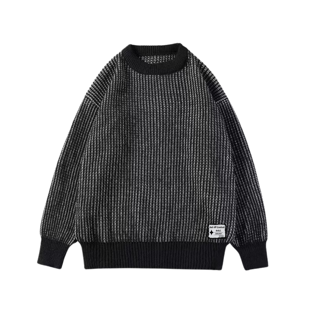 OOC' Vintage Loose Crewneck Pinstripe Knit Sweater