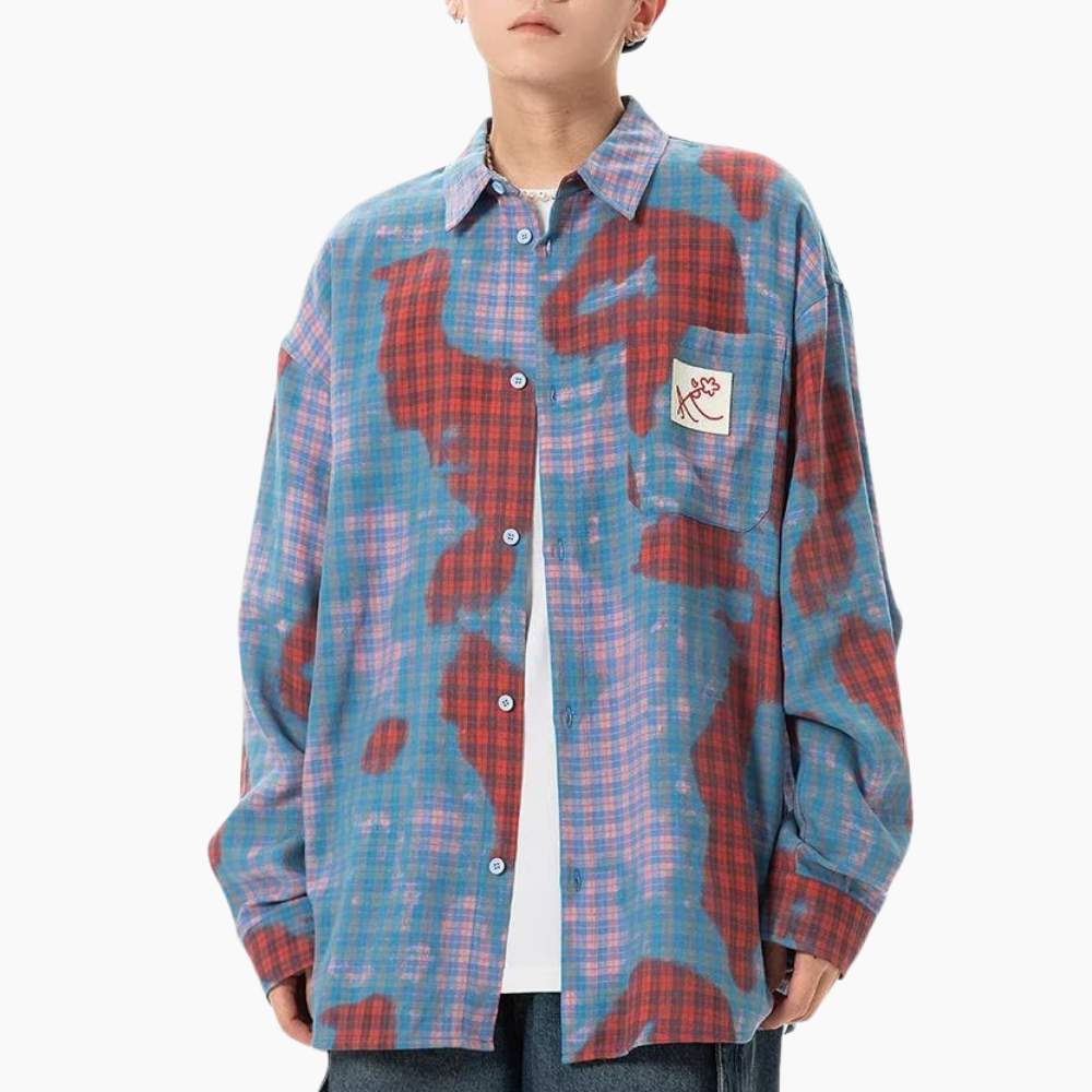 Street Contrasting Letter Plaid Shirt