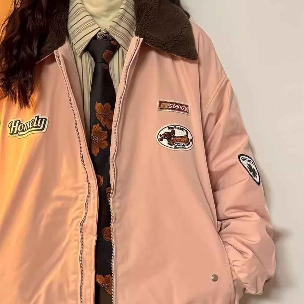 OOC' Old-School Fur Collar Sherpa Jacket Coat