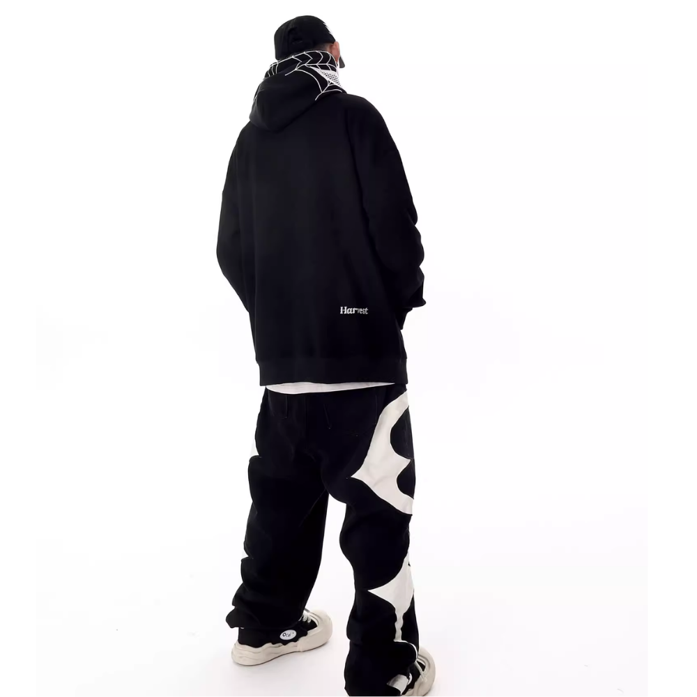 High Street Spider Flocked Couple Hoodie