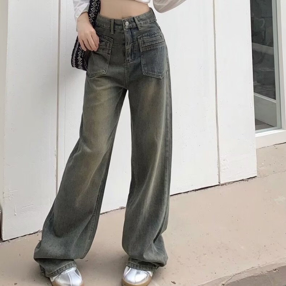 Women's Multi-Pocket Washed Jeans