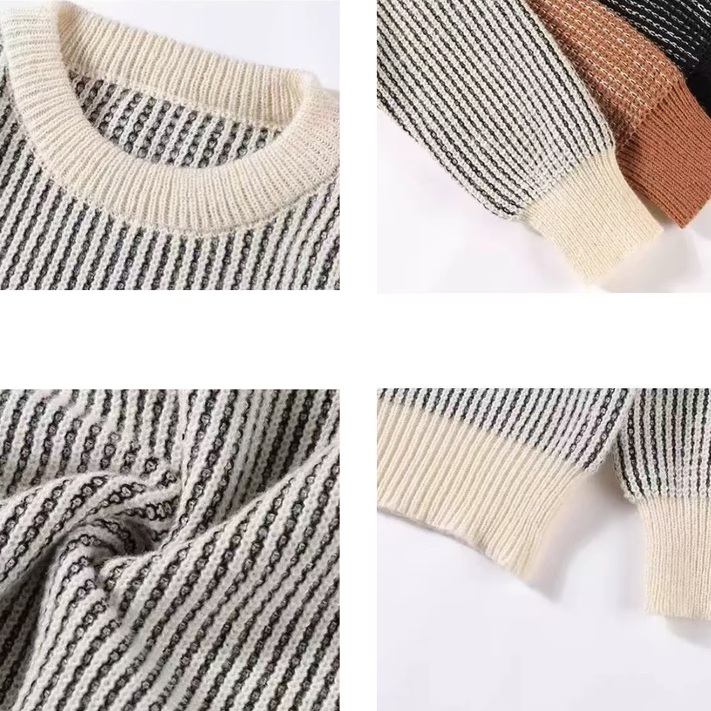 OOC' Vintage Loose Crewneck Pinstripe Knit Sweater